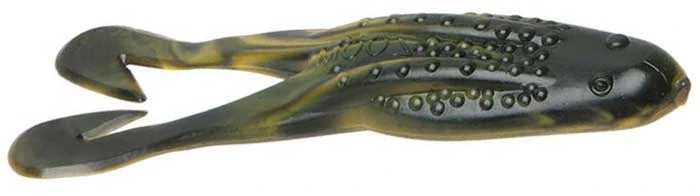 Zoom Horny Toad 4.25" soft plastic topwater toad in Black Yellow Swirl