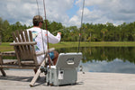 Engel Live Bait Cooler Silver RH W Net, SS Hinge, AP4 Pump