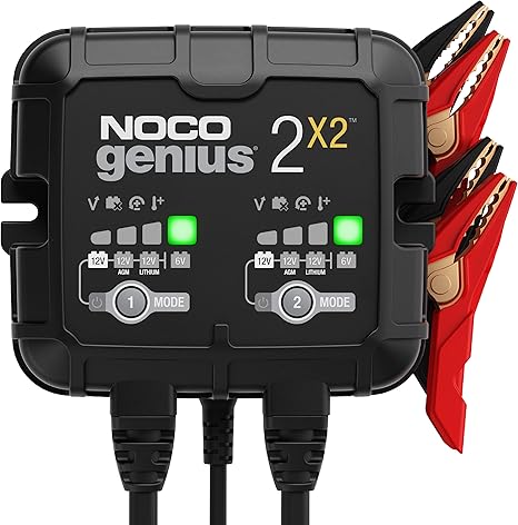 Noco GENIUS2X2 Multi-Bank Battery Charger and Maintainer, 4 Amps / 2 Banks