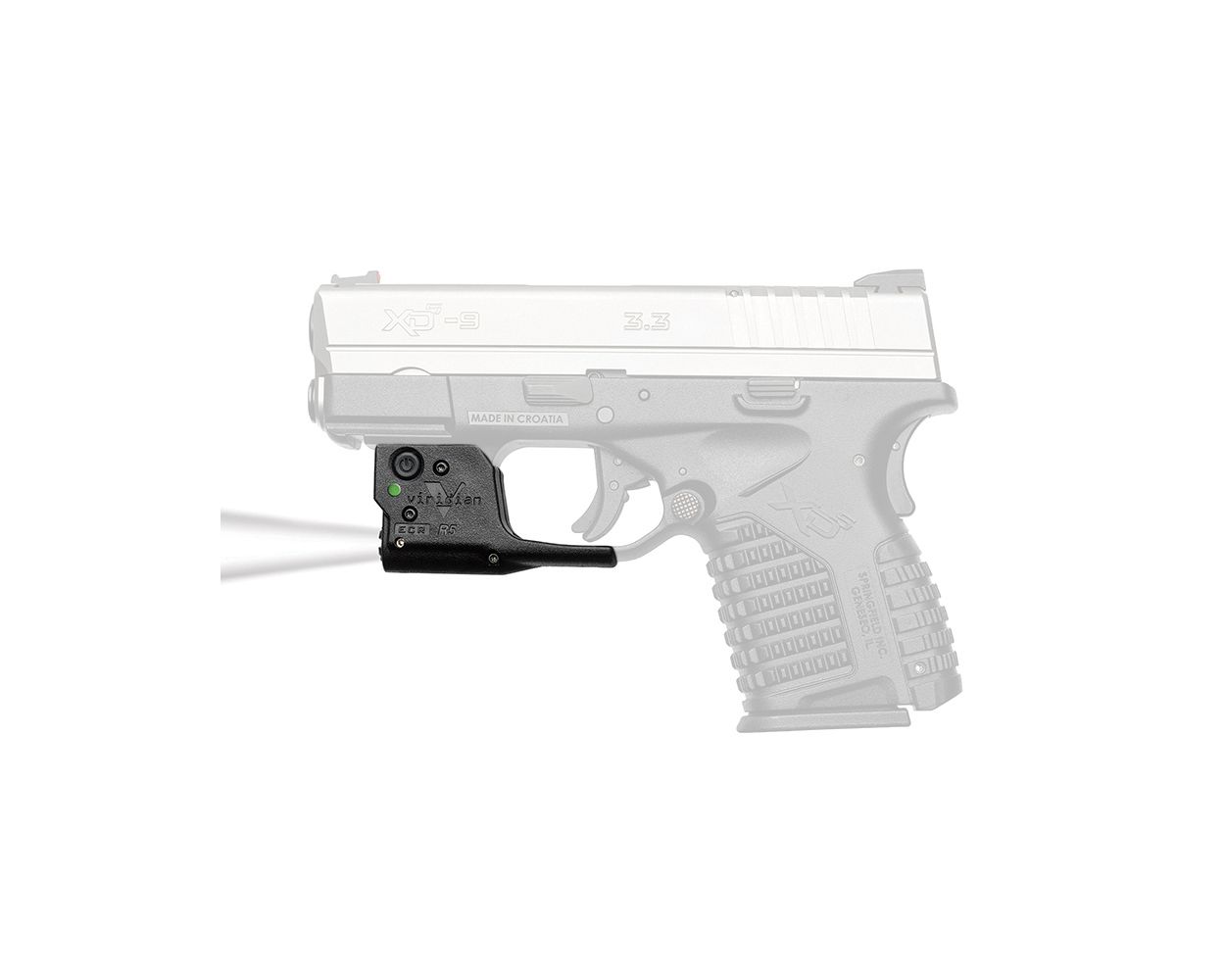 Viridian Green Laser Reactor TL Gen 2 Weaponlight for Springfield XDs and XDs Mod 2 9/40/45