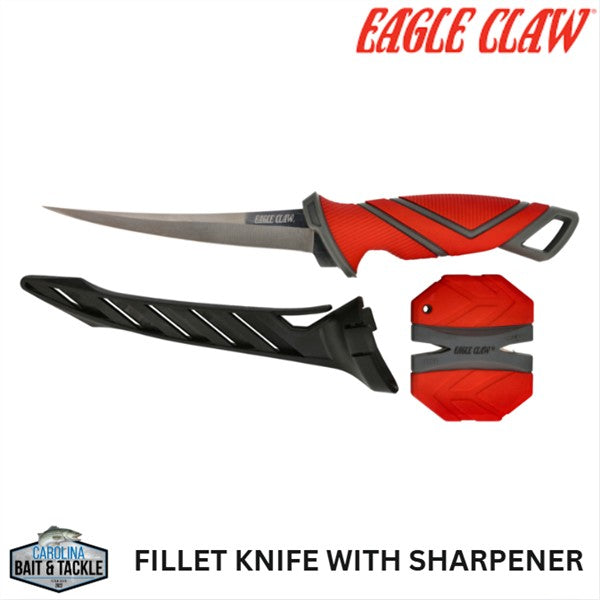 Eagle Claw Fillet Knife With Sharpener And Sheath Stainless Steel 6"