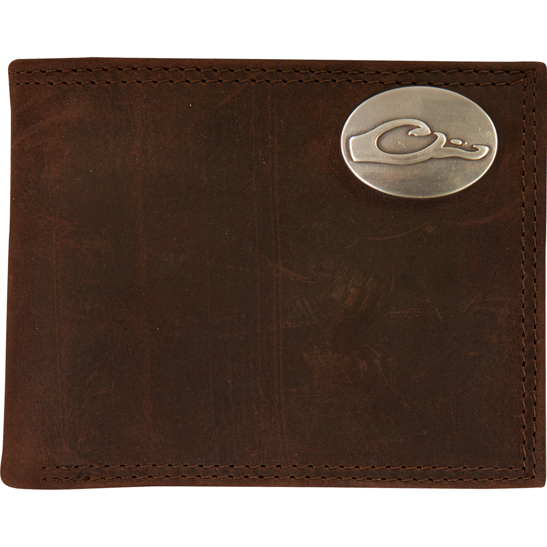 Drake Leather Bi-Fold Wallet Brown OSFM