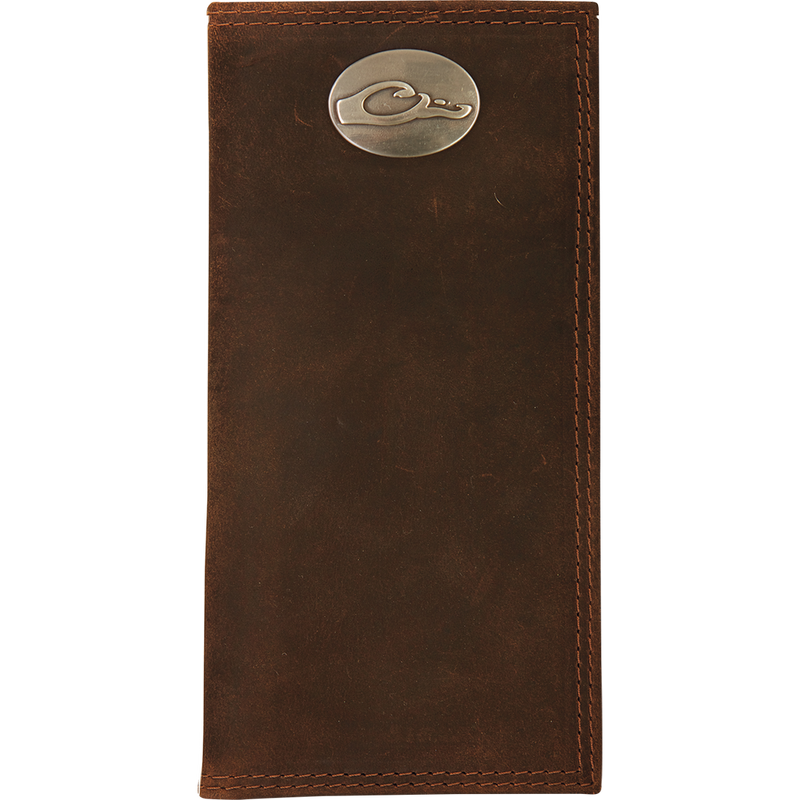Drake Leather Checkbook Wallet Brown OSFM