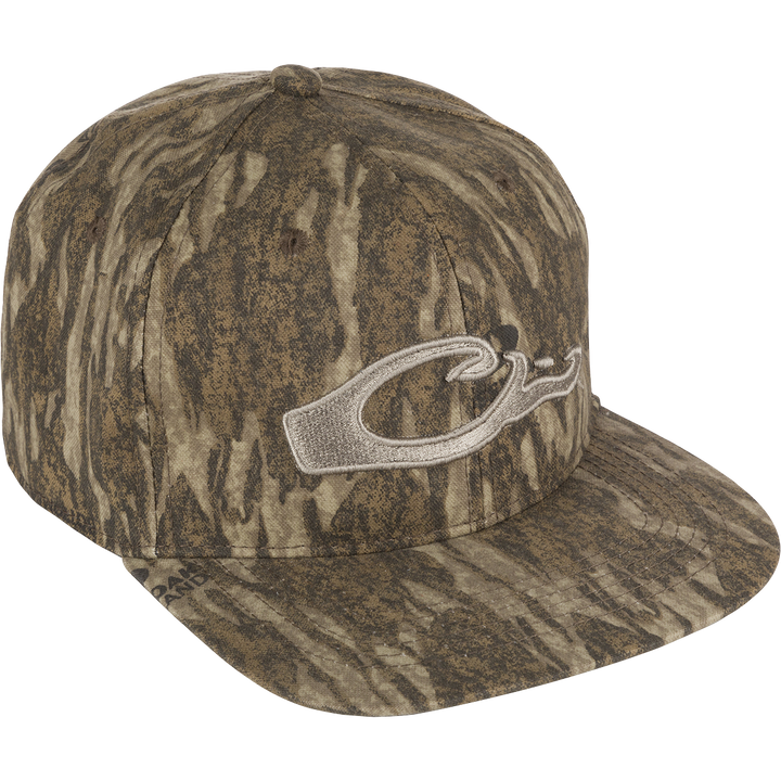 Drake Camo Flat Bill Cap Mossy Oak Bottomland OSFM