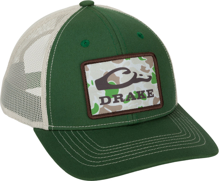 Drake Old School Patch Mesh Back Cap Olive OSFM