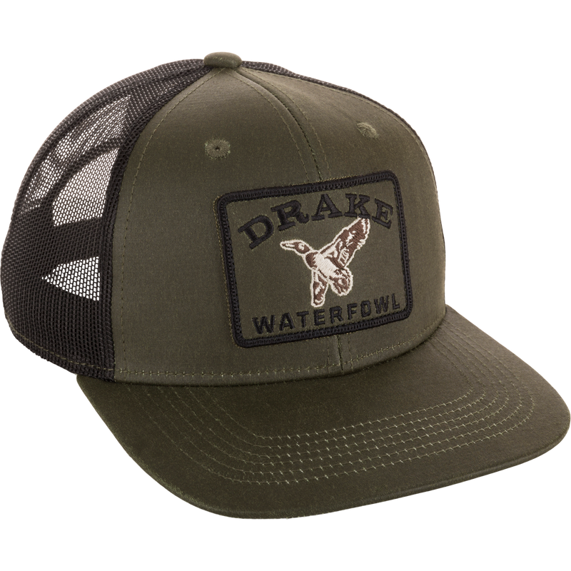 Drake Waxed Cotton Duck Patch Mesh Back Cap Olive-Black OSFM