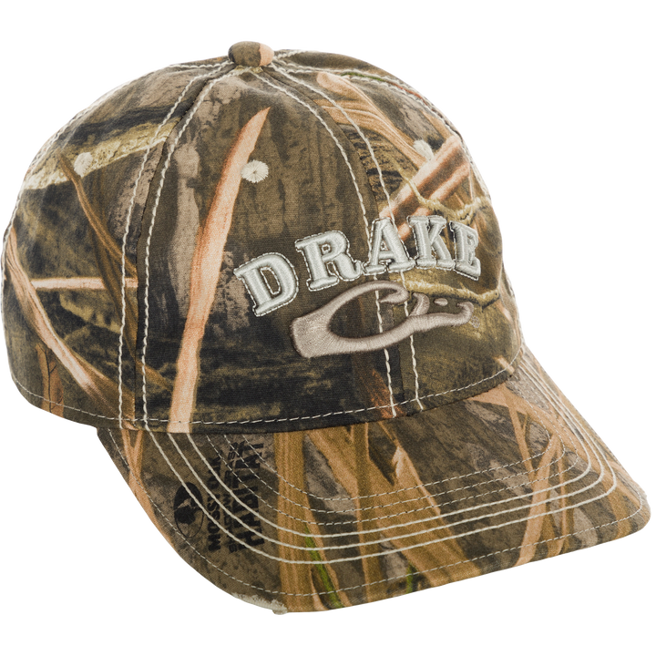 Drake Distressed 6 Panel Ball Cap Habitat OSFM