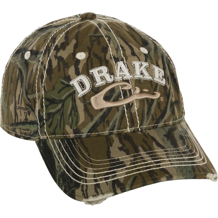 Drake Distressed 6 Panel Ball Cap Original Treestand OSFM