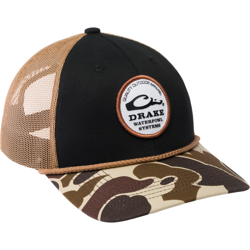 Drake Circle Badge Back Rope Cap Black-Brown OSFM