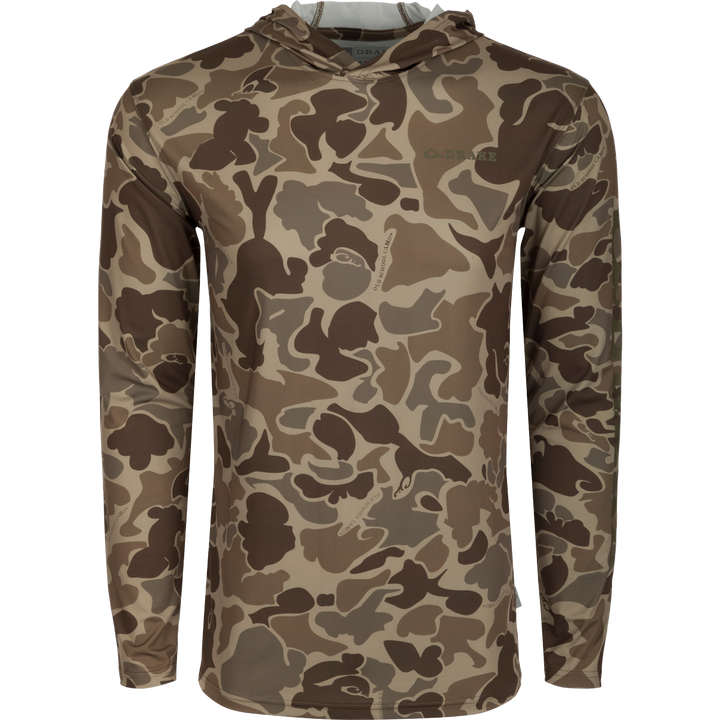 Drake Performance Hoodie Camo Print LS Old School Timber