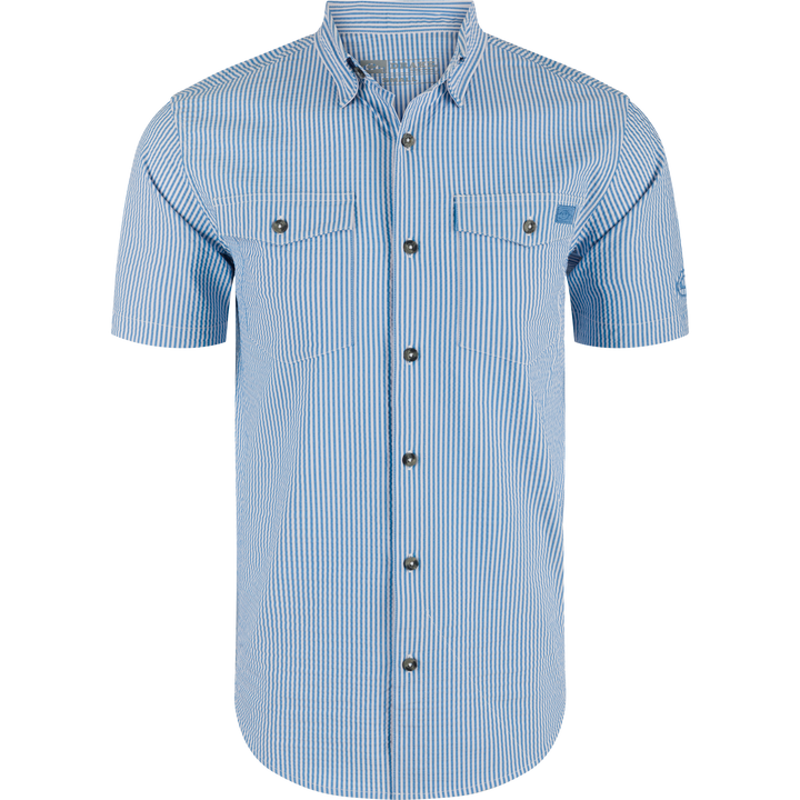 Drake The Frat BD Seersucker Stripe SS Marina Blue