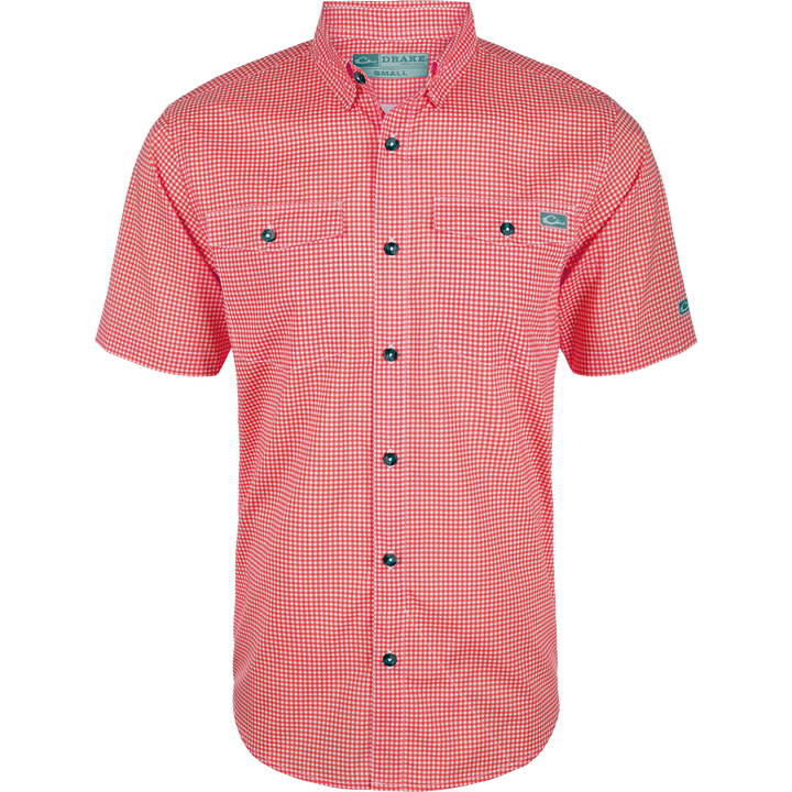 Drake Frat BD Gingham Check Shirt SS Chili Pepper Red