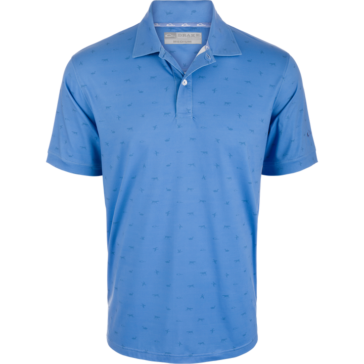 Drake Performance Print Polo Marina Blue