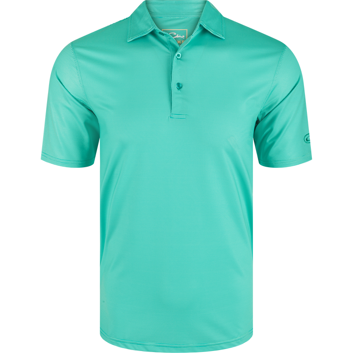 Drake Performance Chalk Striped Polo Ceramic Teal