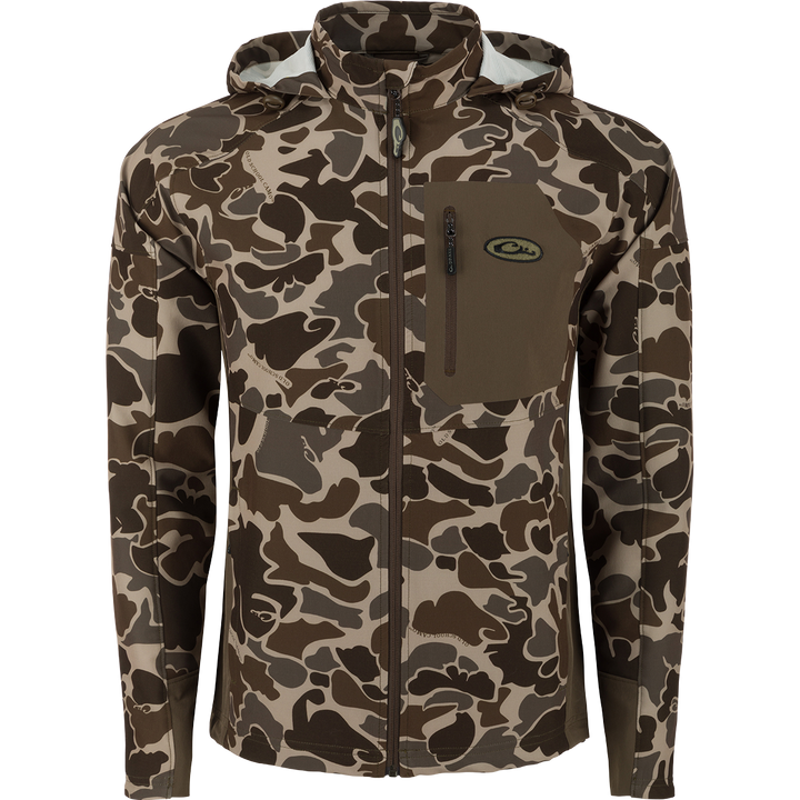 Drake Rain Brake Lightweight Camo Softshell Jacket Old School Timber