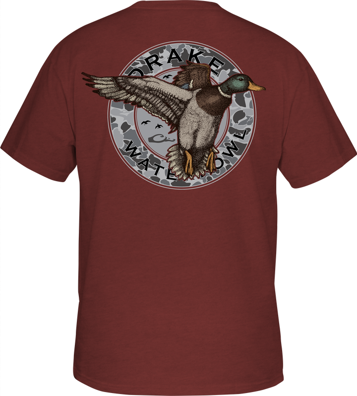 Drake Circle Mallard T SS Barn Red Dark Heather