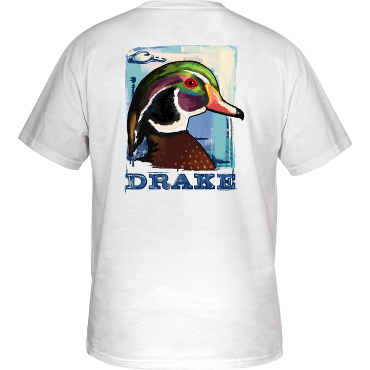 Drake Watercolor Wood Duck Cotton T SS White