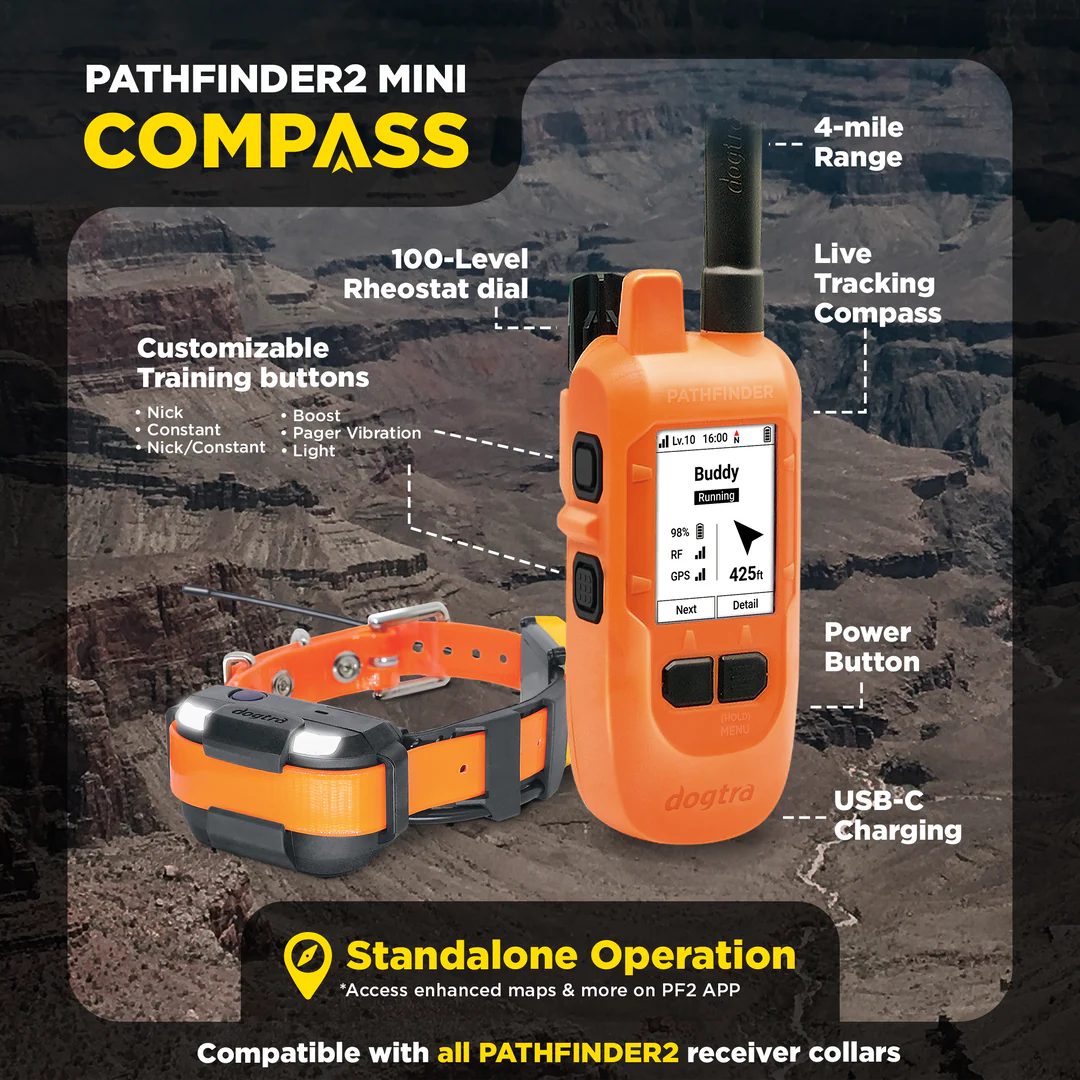 Dogtra Pathfinder 2 Mini Compass handheld key features overview