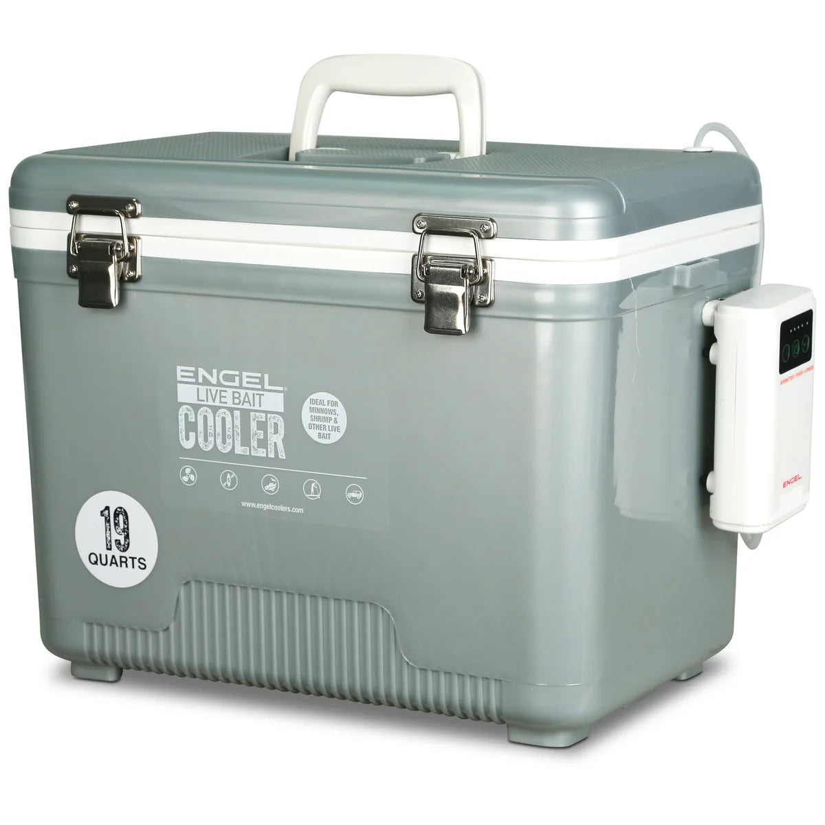 Engel Live Bait Cooler Silver W/ Pull Net, SS Hinge, AP3 Pump additional view 2