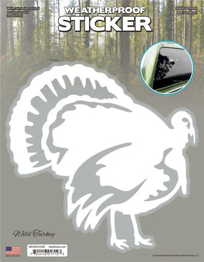 Salty Bones Turkey Plotted Style Mega Sticker, Right Facing 8.5” X 11”