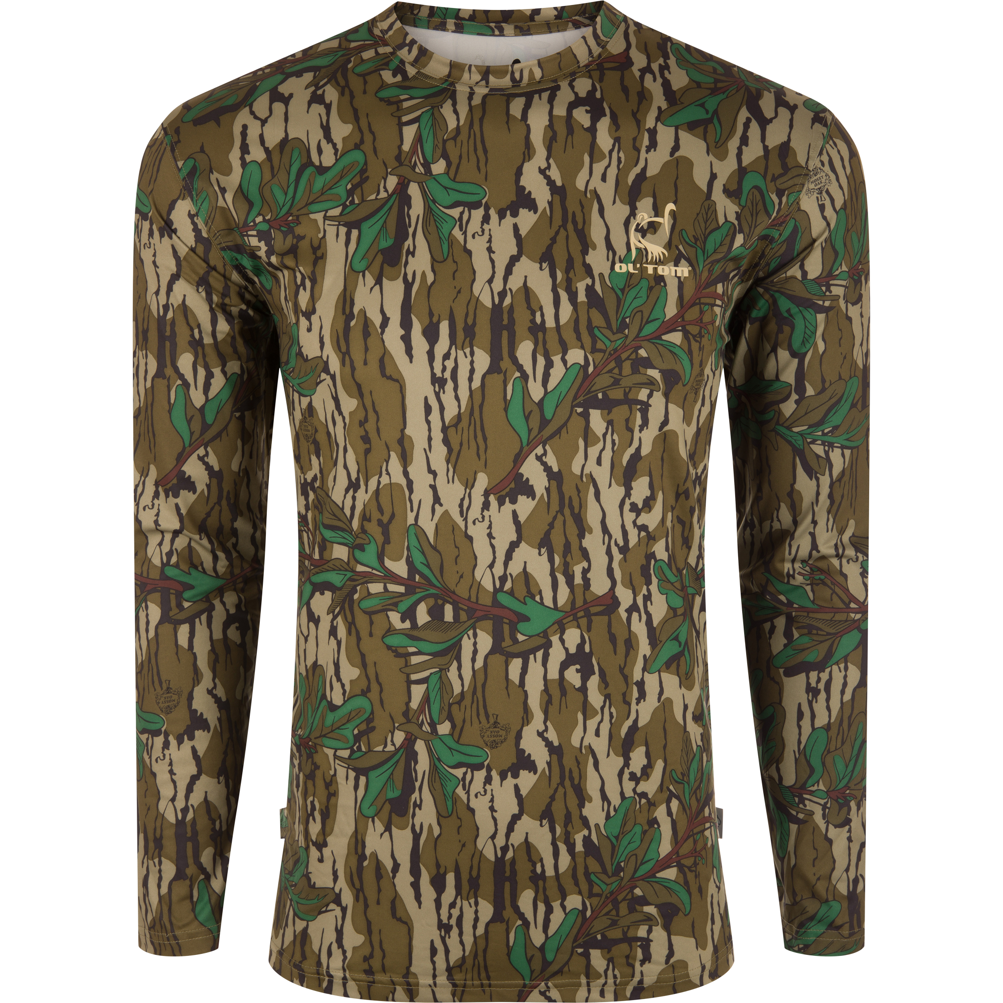 Ol Tom Performance Crew Camo Print LS Greenleaf