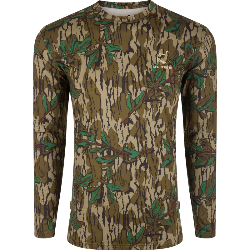 Ol Tom Performance Crew Camo Print LS Greenleaf