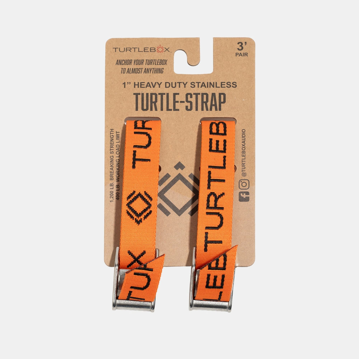 Turtlebox speaker tie down straps, Blaze Orange