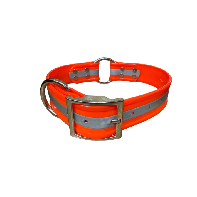 20X1.5 Inch Center O-Ring Dog Collar Orange