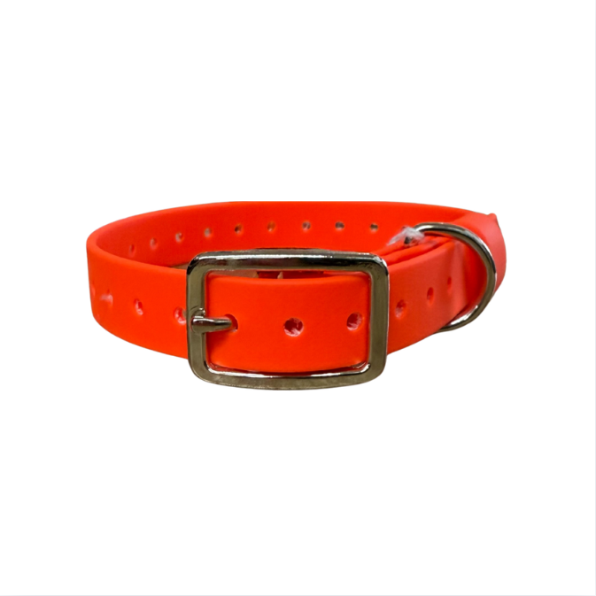 BioThane 3/4" x 16" ST D-Ring Collar with Beta Loop, Orange