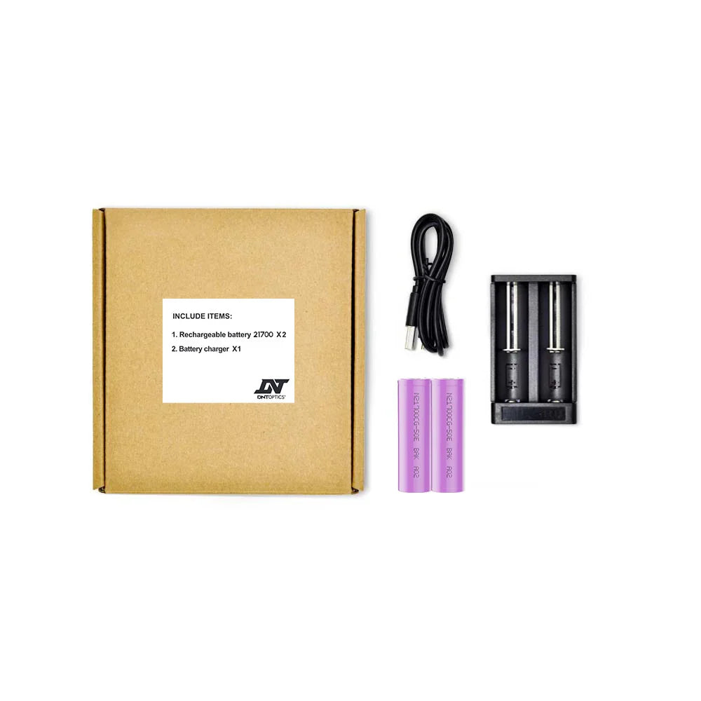 DNT 21700 battery pack with two flat top batteries and charger