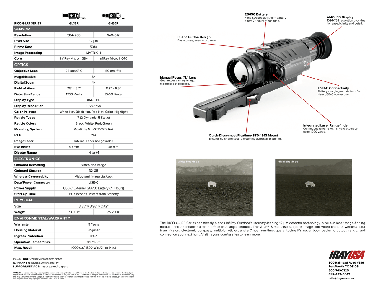 IRAY RICO G-LRF 640 3X 50mm Thermal Weapon Sight