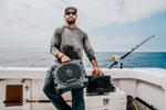 Turtlebox Grande speaker on a fishing boat