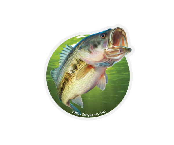 Salty Bones Largemouth Bass Tumbler Sticker 3.8” X 4”