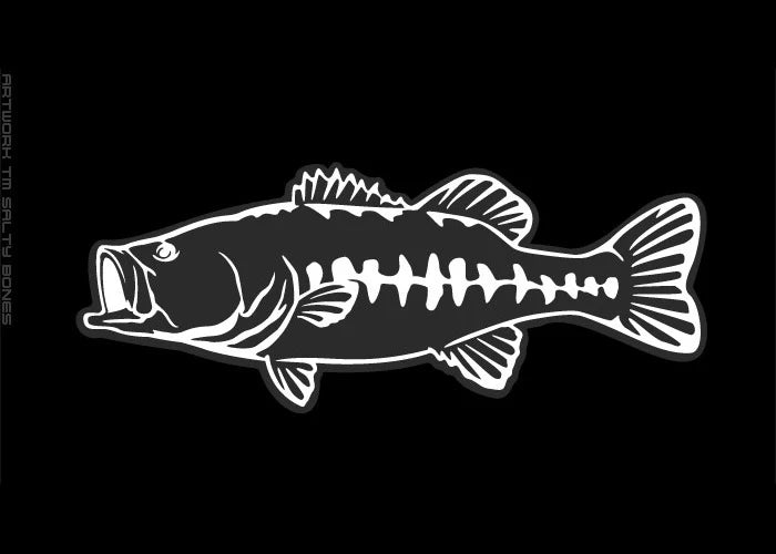 Salty Bones Largemouth Bass Plotted Style Profile Sticker 4.5” X 15.75”