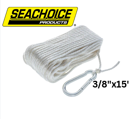 SEACHOICE NYLON DOCK LINE WH 3/8X15 CLAM
