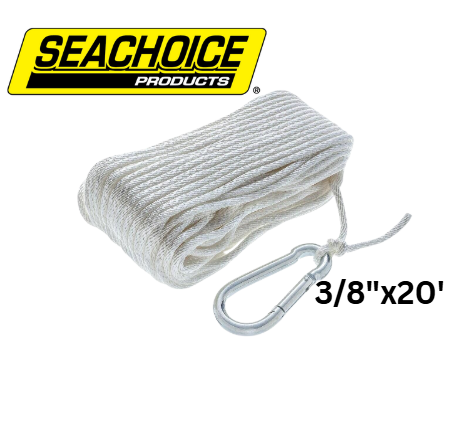 Seachoice Nylon Dock Line Wh 3/8X20 Clam