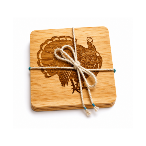Coaster Pack W/ Twine Turkey