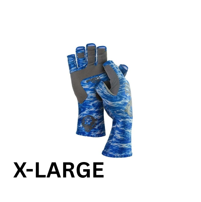 Fish Monkey FM11-BLWTRCAM-XL Half Finger Guide Glove, UPF+50
