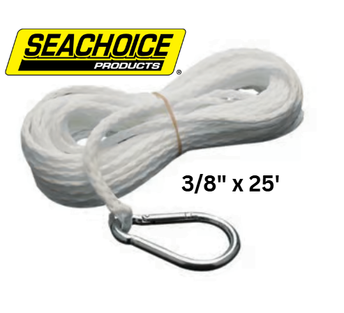 Seachoice Nylon Dock Line Wh 3/8X25 Clam