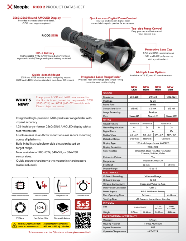 Nocpix Rico 2 L42R Thermal Sight 384x288 42mm LRF