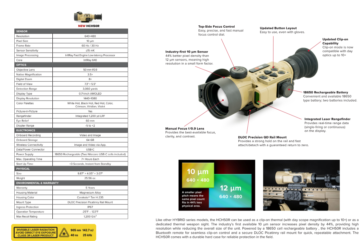 IRay Outdoor Hybrid Compact 3.5x 640x480 LRF 50mm