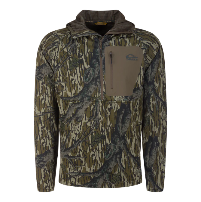 Drake Grid Fleece Half Zip Hoodie Original Treestand