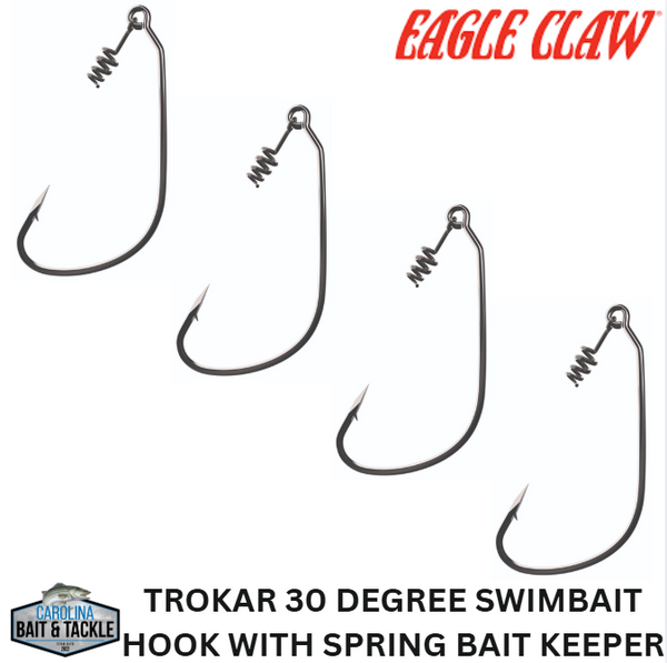 Eagle Clawtrokar 30 Degree Swimbait Hook W/ Spring Bait Keeper