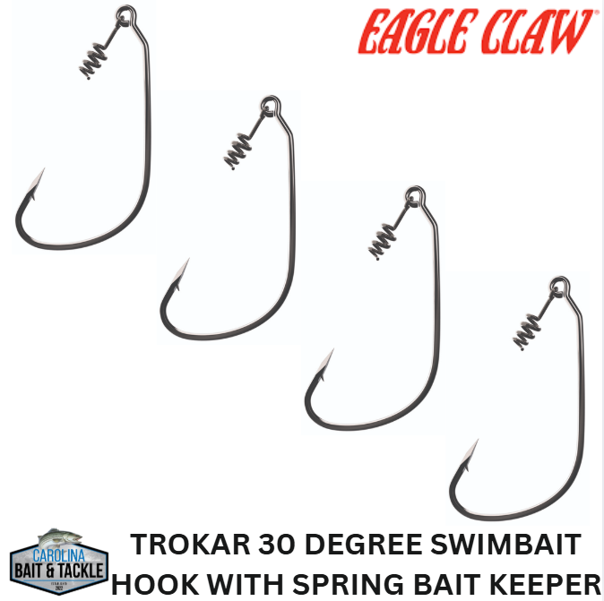 Eagle Clawtrokar 30 Degree Swimbait Hook W/ Spring Bait Keeper