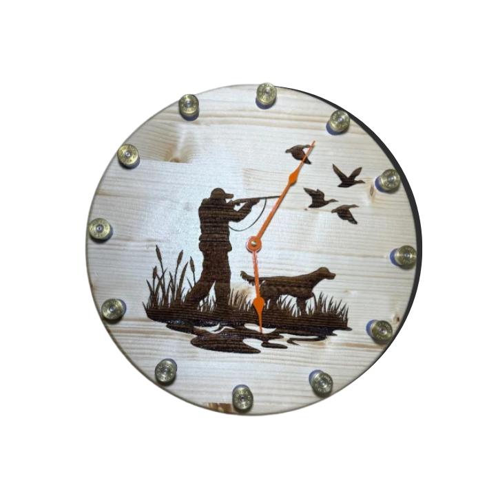 Shotgun Shell Duck Hunter Clock 15"