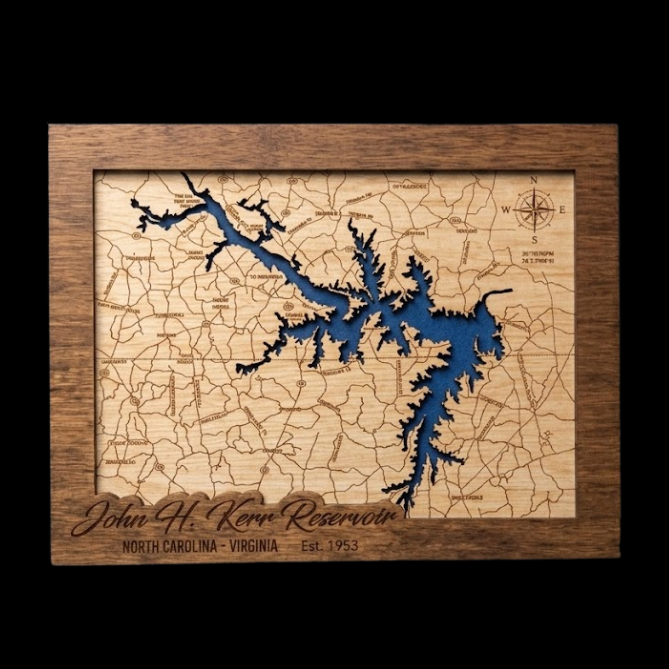 3 Layer Kerr Lake Map 12X16 Brown
