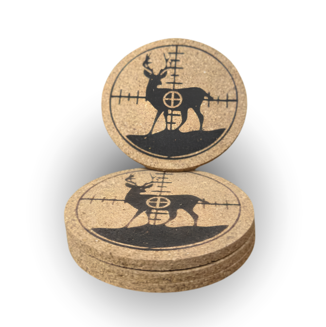 Cork Coasters 4 PK Deer Crosshair