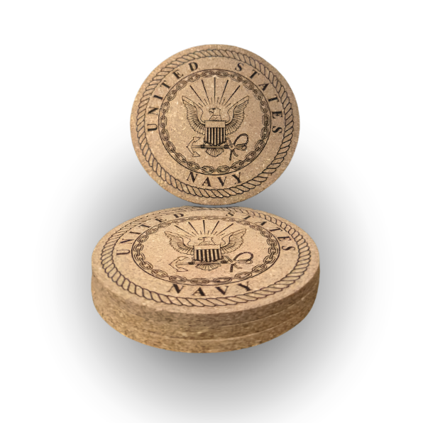 Cork Coasters 4 PK Navy