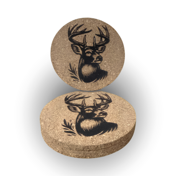 Cork Coasters 4 PK Buck