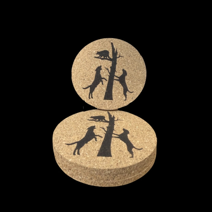 Cork Coasters 4 PK Walker Treeing Coon